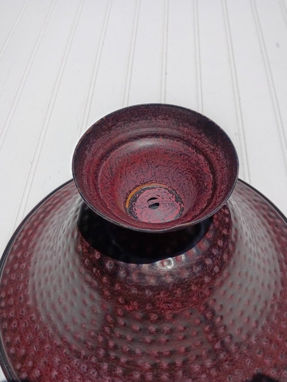 Vintage Hammered Metal Pedestal Bowl 12.5" Large Centerpiece Footed Dish Planter - Picture 9 of 14